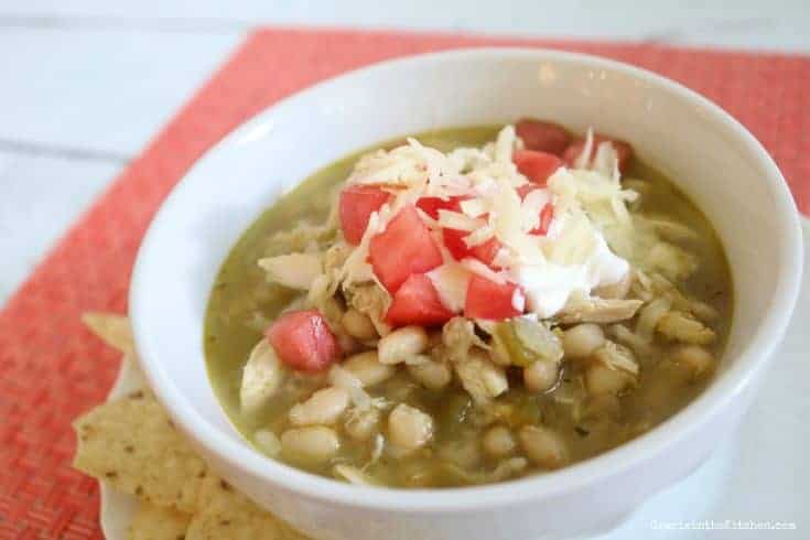 Closeup Bowl of White Chicken Chili