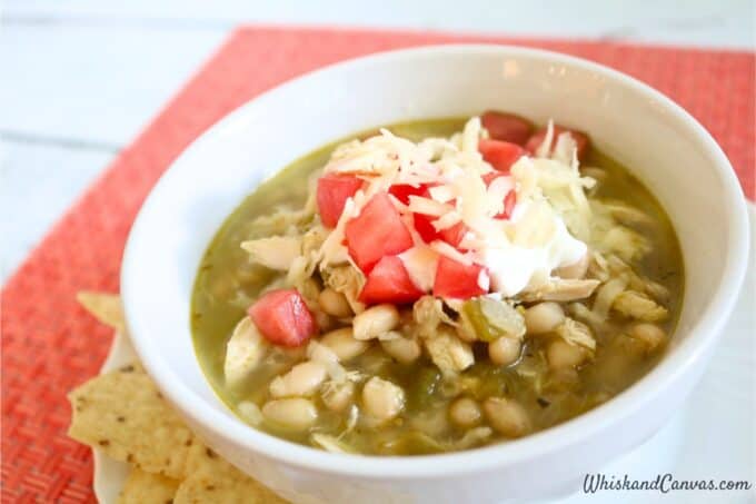 Bowl of easy White Chicken Chili.
